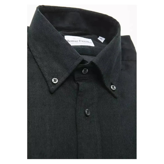 Robert Friedman Black Cotton Men Shirt Robert Friedman