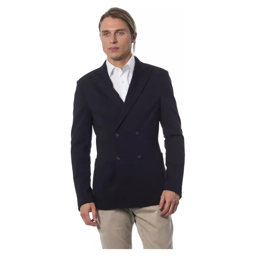 Verri Blue Viscose Men Blazer Verri