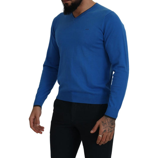 Sun68 Chic Blue Cotton Pullover Sweater Sun68