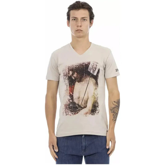 Trussardi Action Beige Cotton Men T-Shirt Trussardi Action