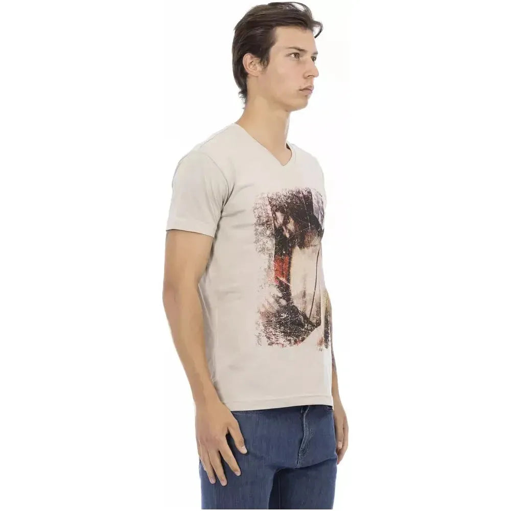 Trussardi Action Beige Cotton Men T-Shirt Trussardi Action