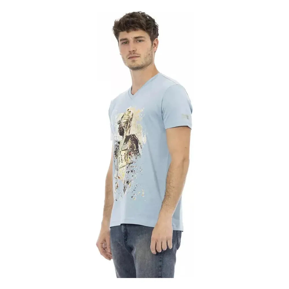 Trussardi Action Light Blue Cotton Men T-Shirt Trussardi Action