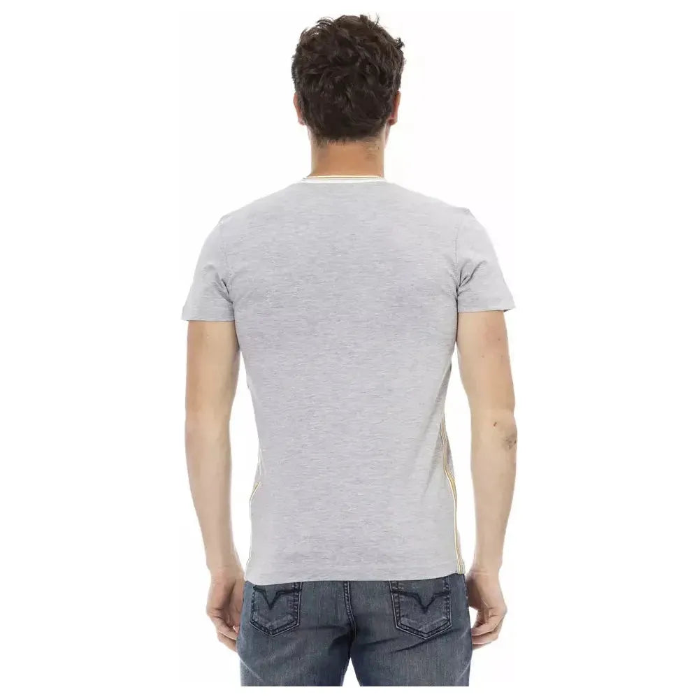 Trussardi Action Gray Cotton Men's V-Neck T-Shirt