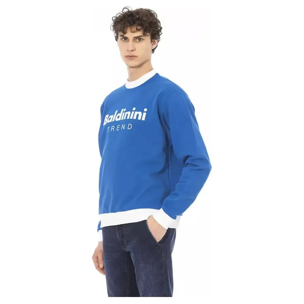 Baldinini Trend Blue Cotton Men Sweater Baldinini Trend