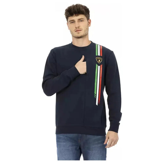 Automobili Lamborghini Blue Cotton Men Sweater Automobili Lamborghini