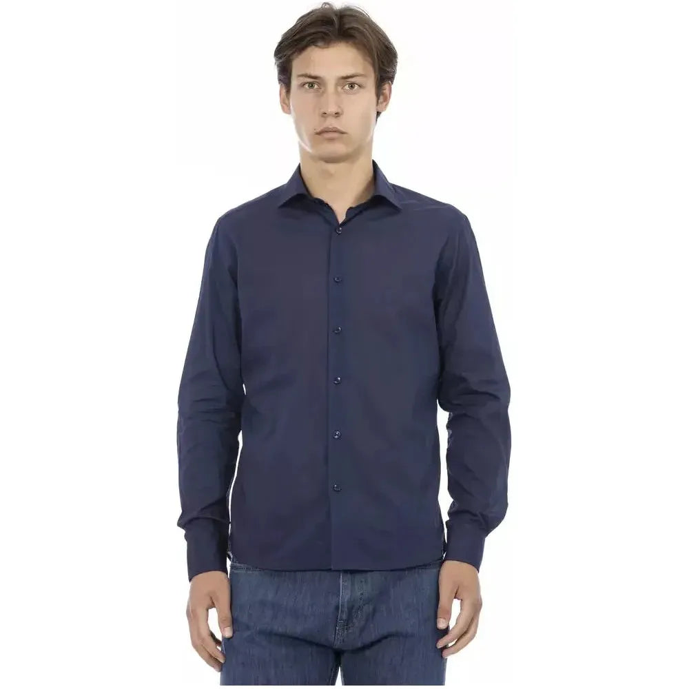 Baldinini Trend Blue Cotton Men Shirt Baldinini Trend