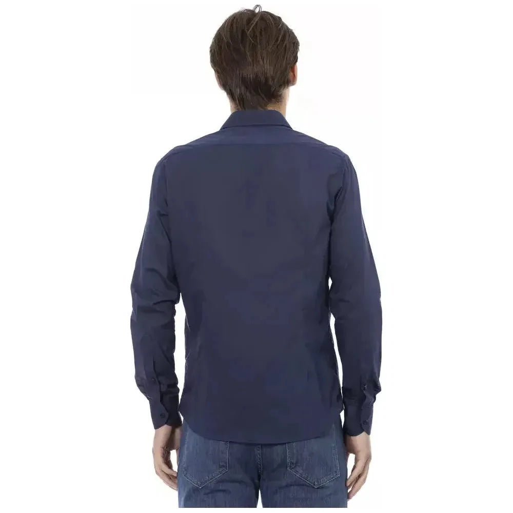 Baldinini Trend Blue Cotton Men Shirt Baldinini Trend