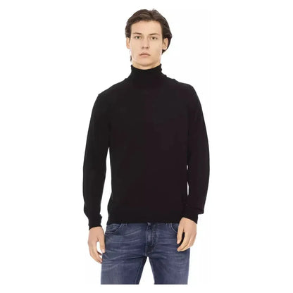 Baldinini Trend Black Fabric Men Sweater Turtleneck Baldinini Trend