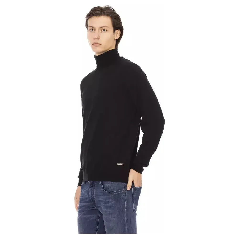 Baldinini Trend Black Fabric Men Sweater Turtleneck Baldinini Trend