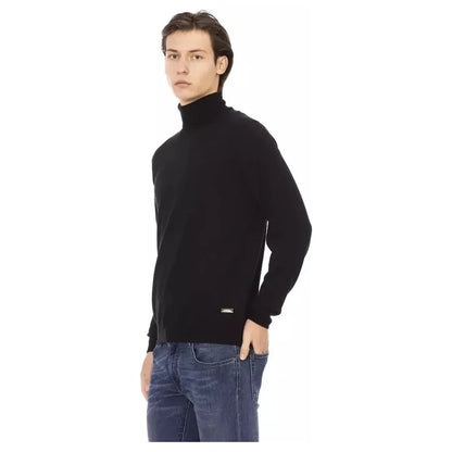 Baldinini Trend Black Fabric Men Sweater Turtleneck Baldinini Trend