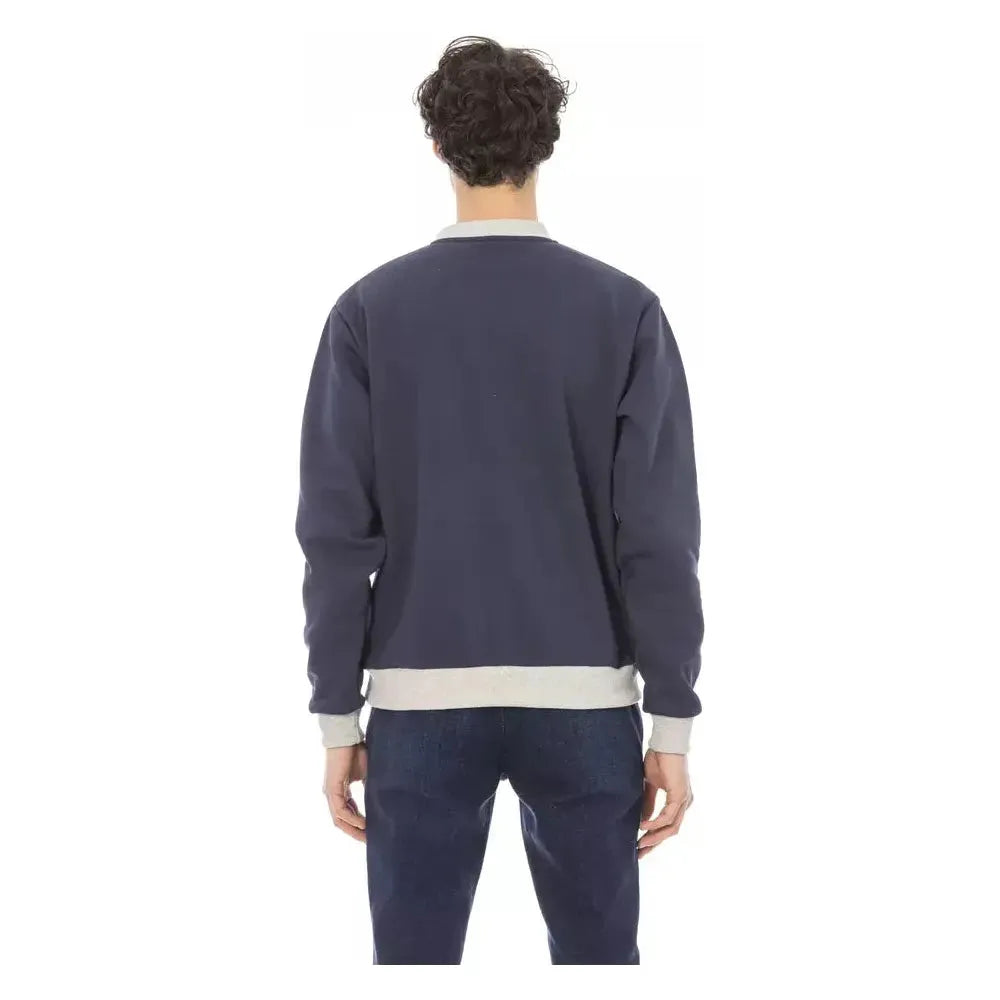 Baldinini Trend Blue Cotton Men Sweater Baldinini Trend