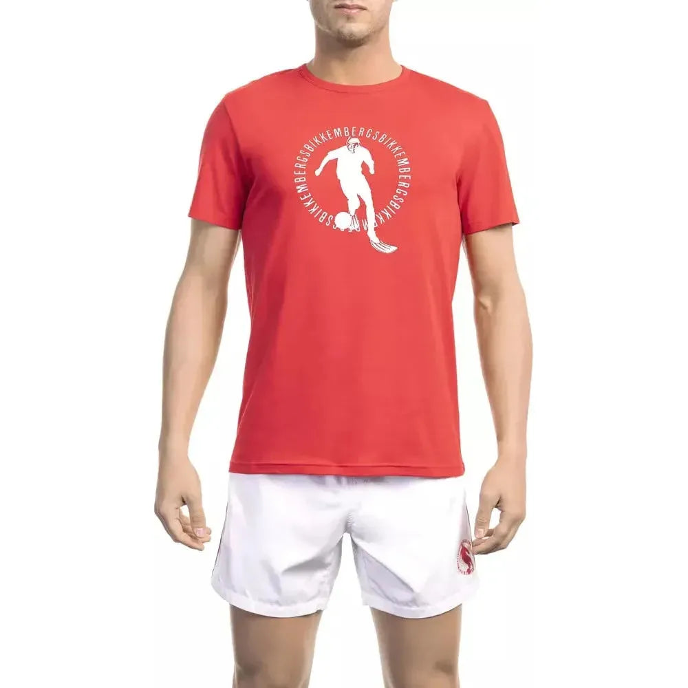 Bikkembergs Red Cotton Men T-Shirt Bikkembergs