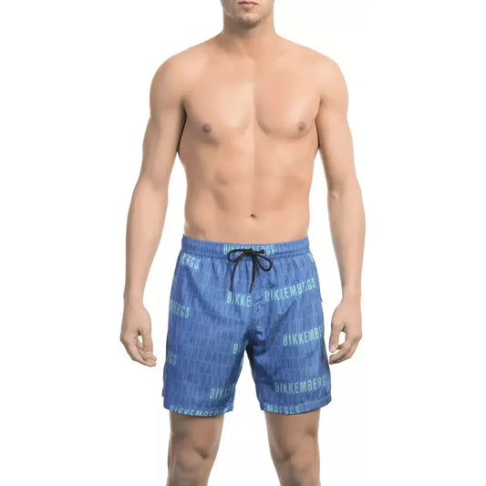 Bikkembergs Blue Polyester Men Swim Short Bikkembergs