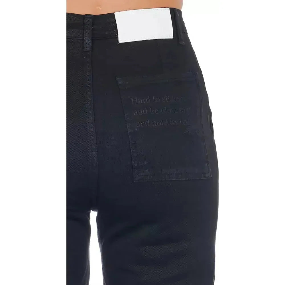 Frankie Morello Black Cotton Women Cropped Pant Frankie Morello