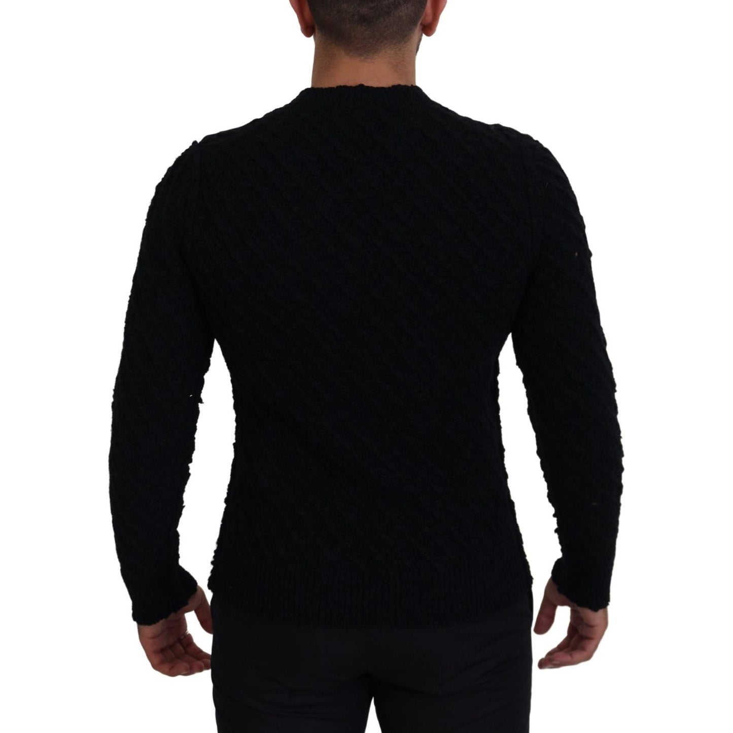 Dolce & Gabbana Elegant Black Wool-Blend V-Neck Sweater Dolce & Gabbana