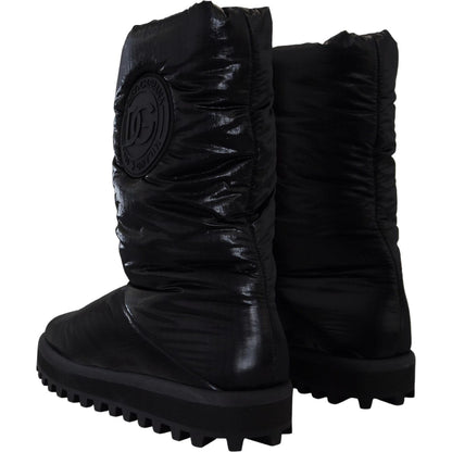 Dolce & Gabbana Black Boots Padded Mid Calf Winter Shoes
