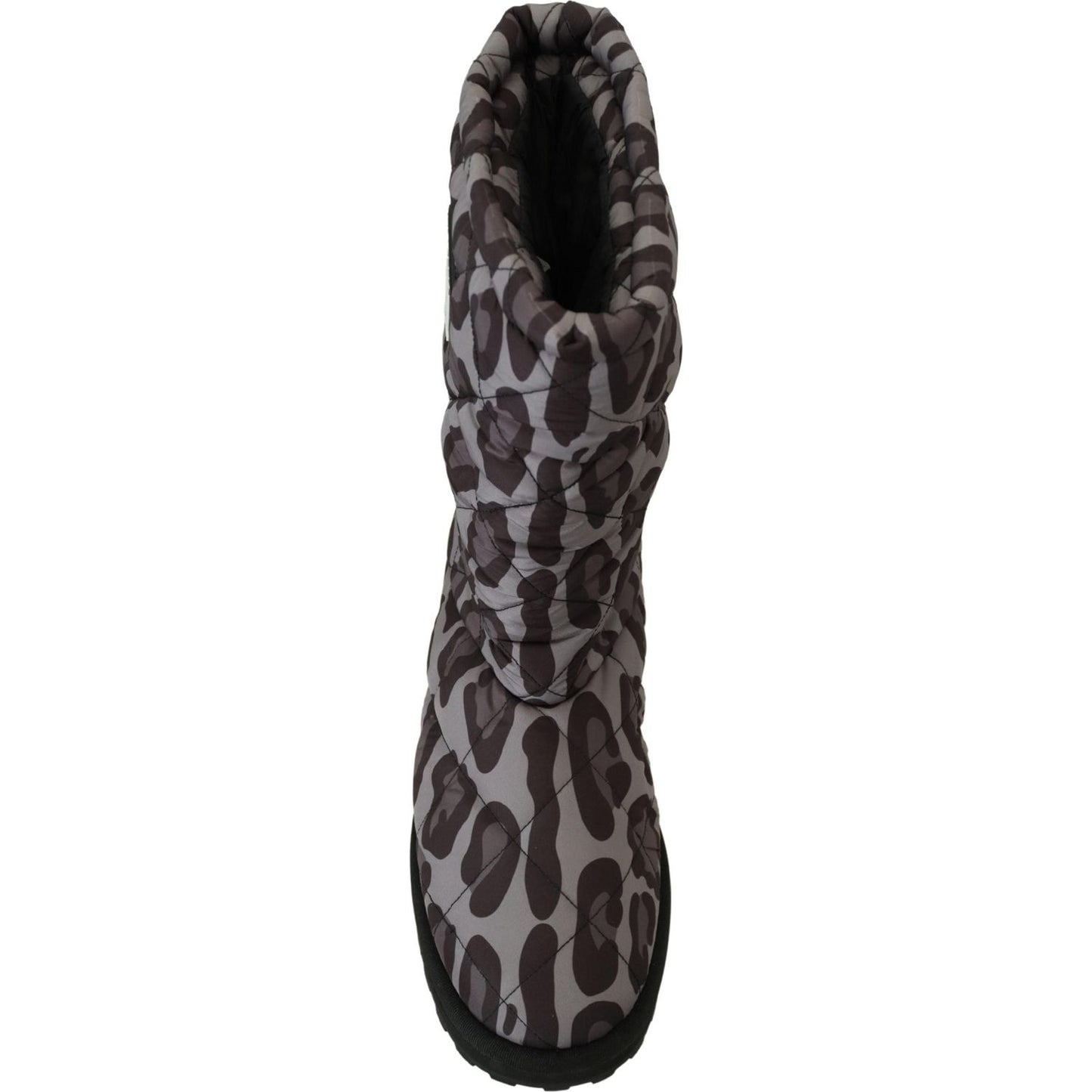 Dolce & Gabbana Elegant Gray Leopard Mid Calf Boots Dolce & Gabbana