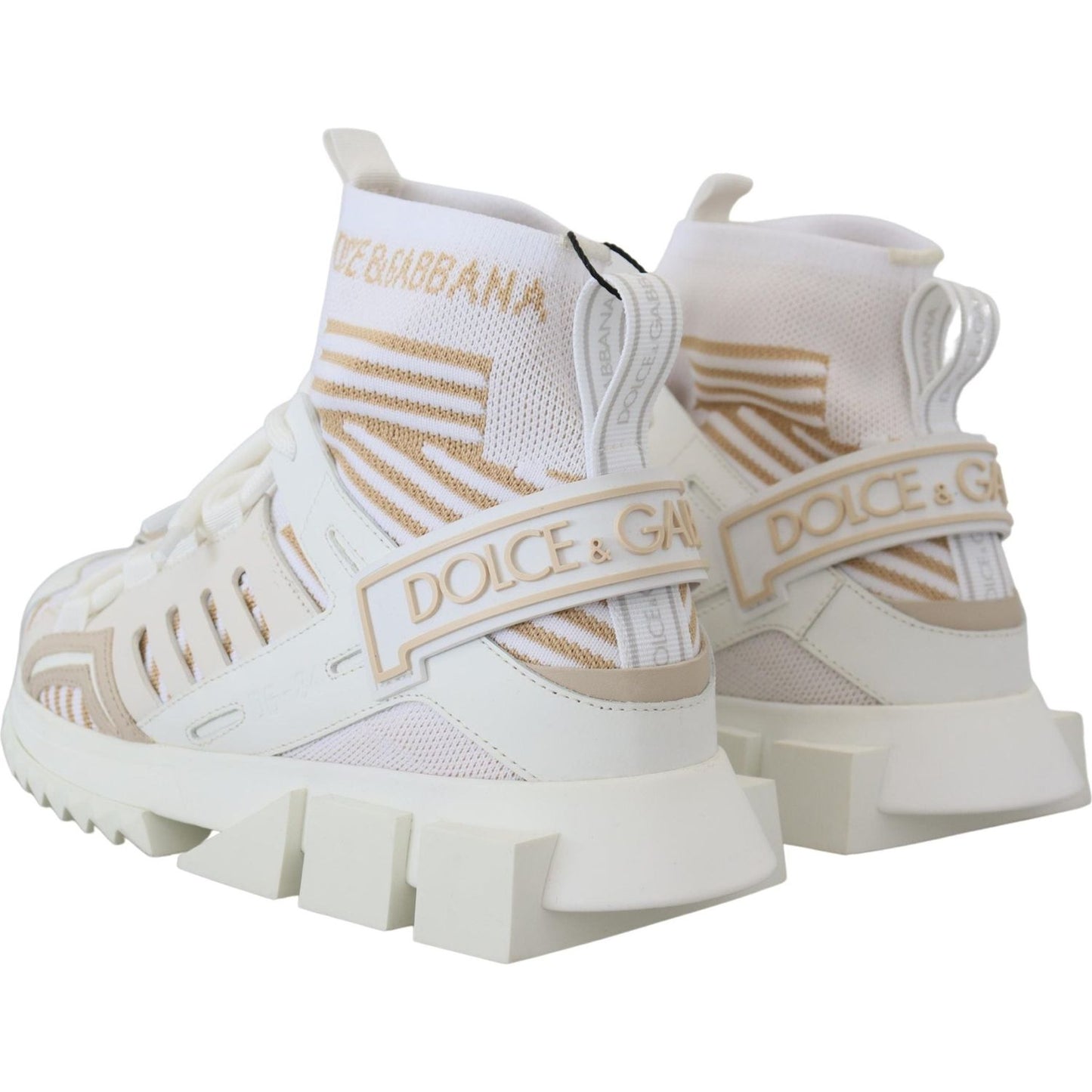 Dolce & Gabbana Elegant White Beige SORRENTO Sneakers Dolce & Gabbana