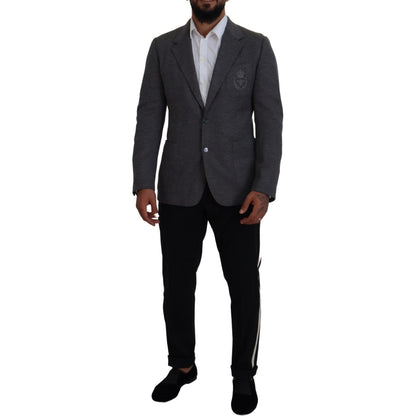 Dolce & Gabbana Gray Wool Stretch Slim Fit Jacket Blazer