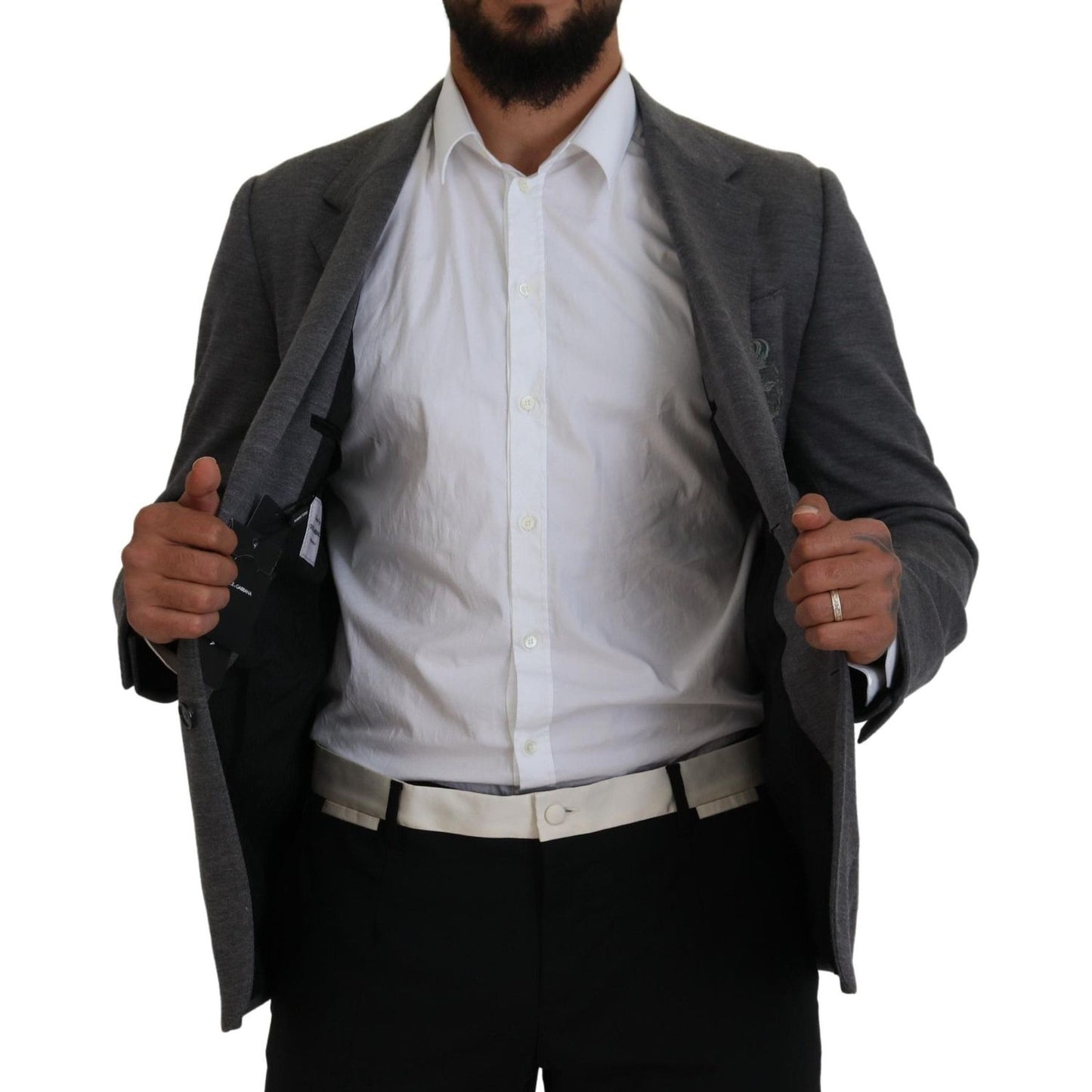 Dolce & Gabbana Gray Wool Stretch Slim Fit Jacket Blazer