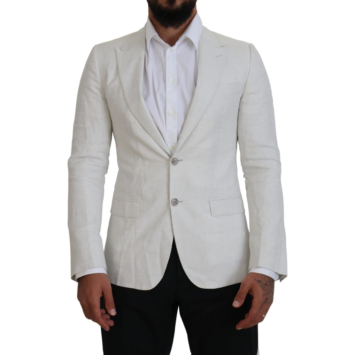 Dolce & Gabbana Elegant White Sicilia Single Breasted Blazer Dolce & Gabbana