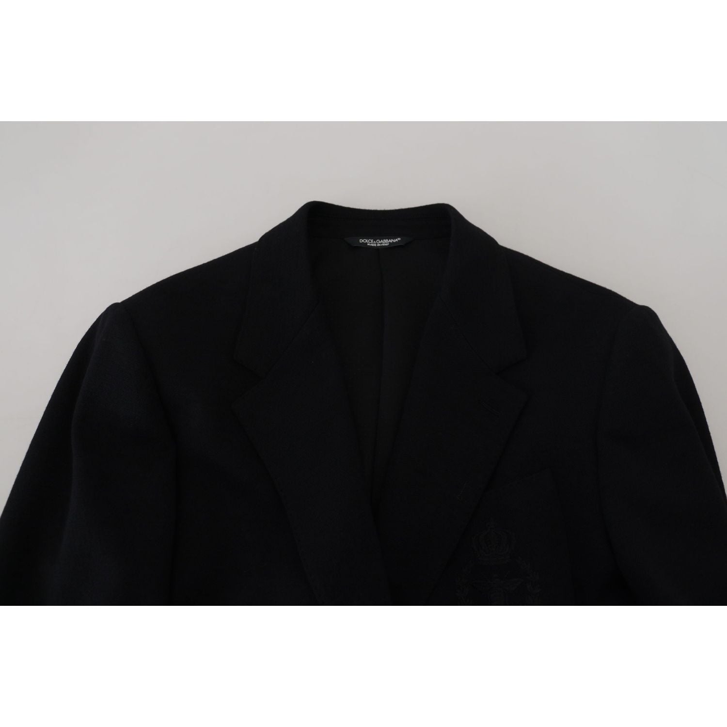 Dolce & Gabbana Black Wool Crown Slim Fit Jacket Blazer