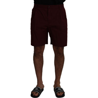 Dolce & Gabbana Maroon Cotton Bermuda Casual Shorts