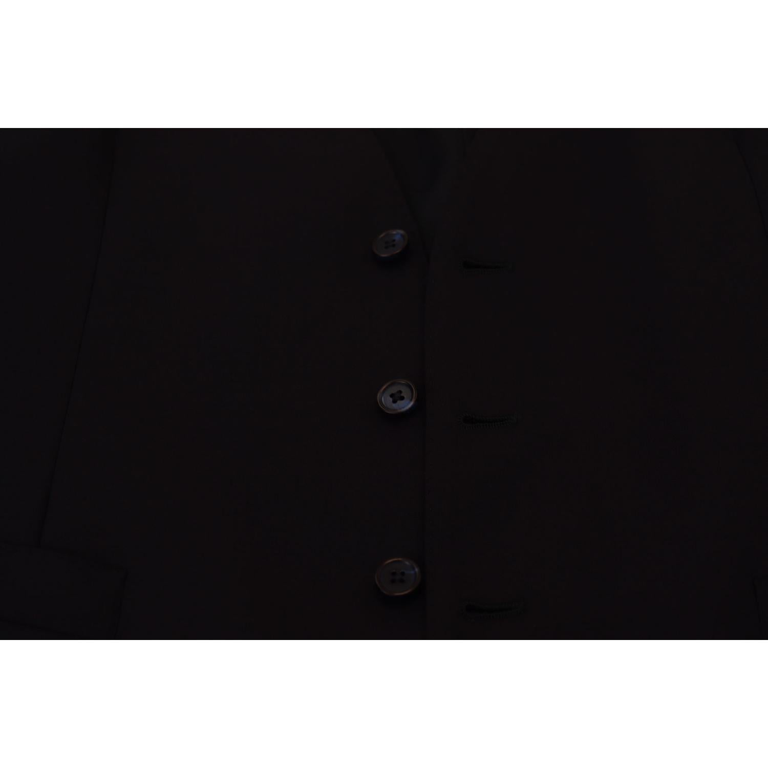 Dolce & Gabbana Dark Blue Wool Stretch Waistcoat Formal Vest