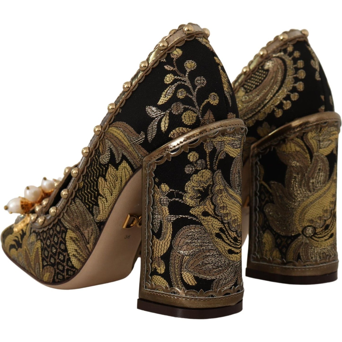 Dolce & Gabbana Elegant Gold Jacquard Brocade Pumps Dolce & Gabbana