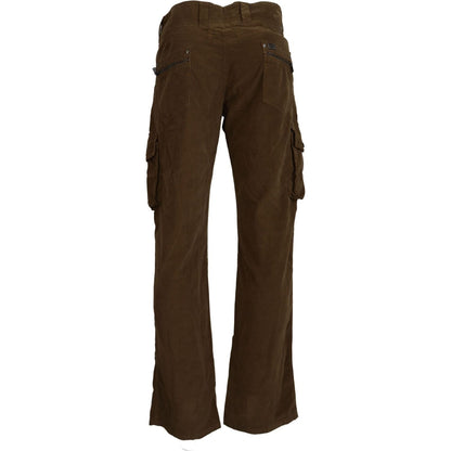 Ermanno Scervino Brown Cotton Corduroy Cargo Pants