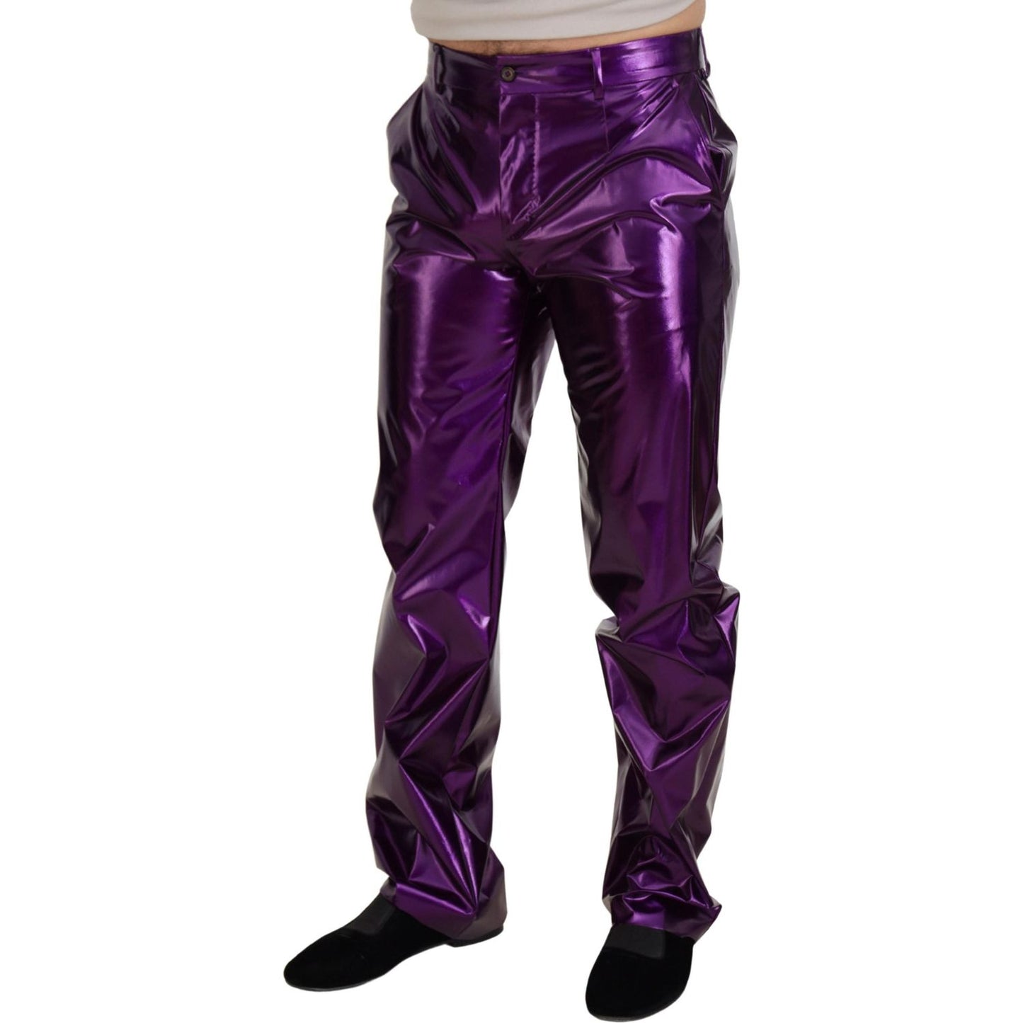 Dolce & Gabbana Elegant Shining Purple Straight Fit Pants Dolce & Gabbana