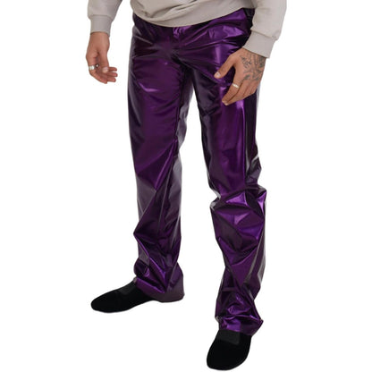 Dolce & Gabbana Purple Shining Men Casual Pants