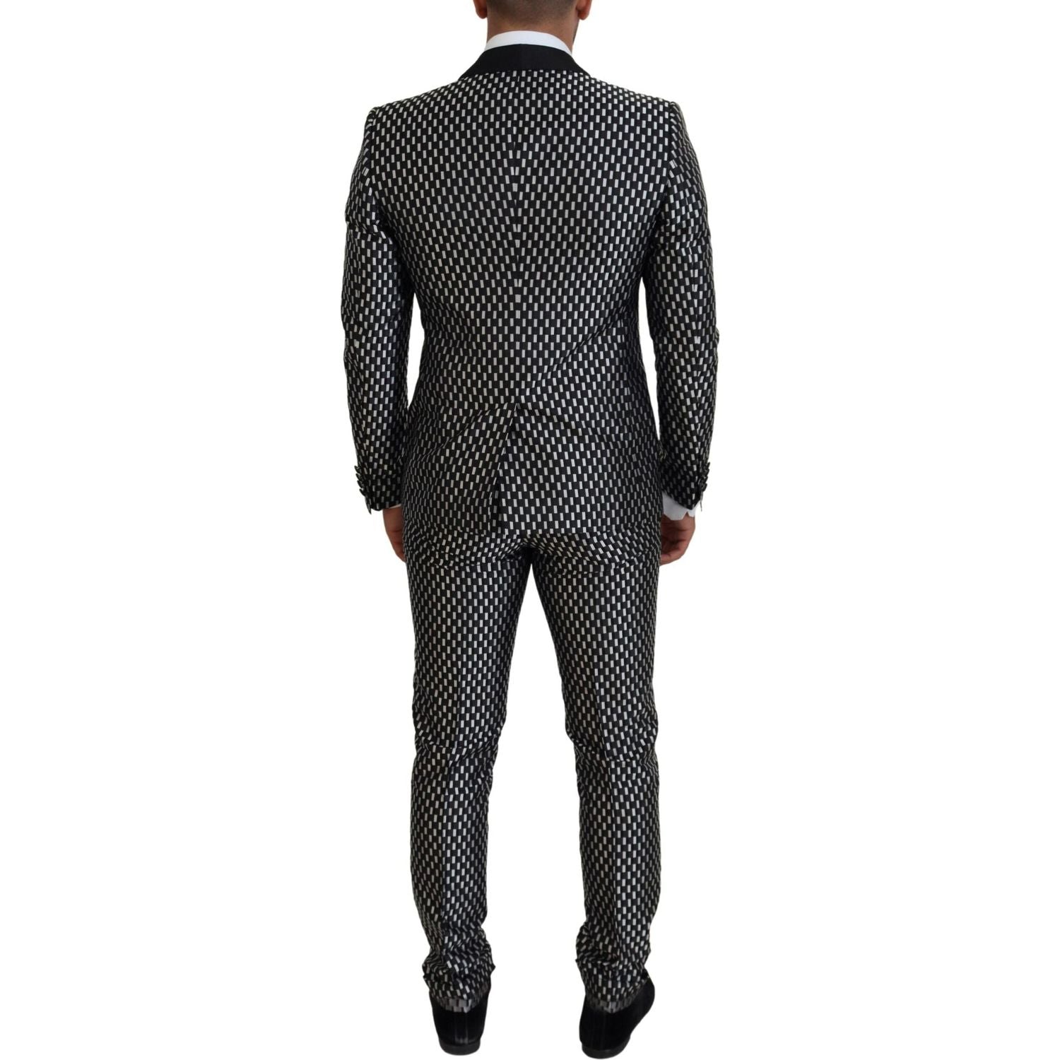 Dolce & Gabbana Black White Silk MARTINI Slim Fit Suit