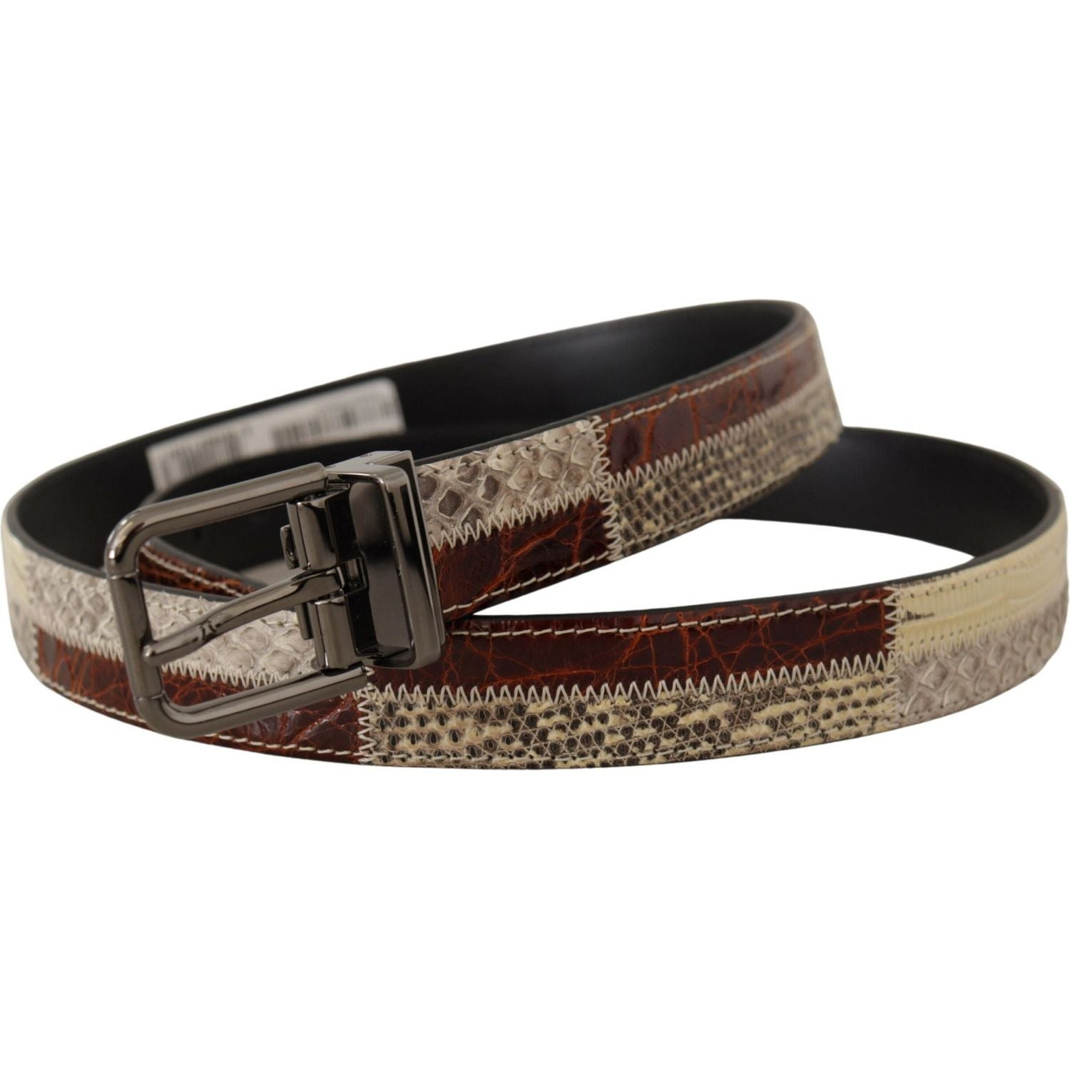 Dolce & Gabbana Multicolor Exotic Leather Patchwork Metal Belt
