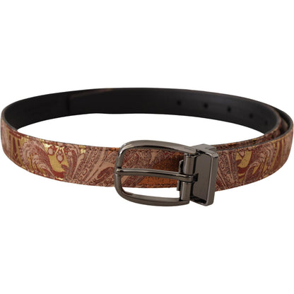 Dolce & Gabbana Multicolor Embossed Leather Black Metal Buckle Belt