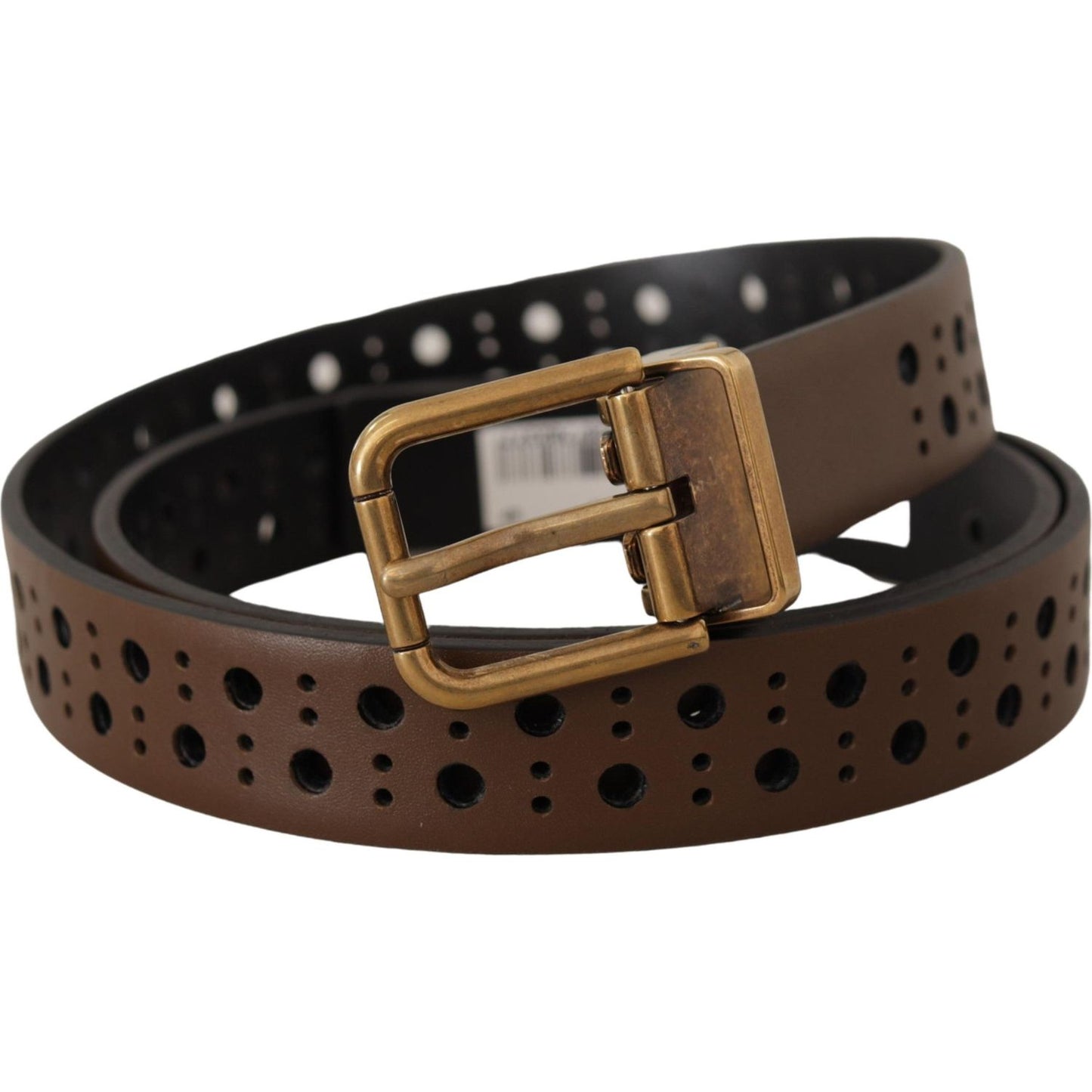 Dolce & Gabbana Elegant Brown Leather Belt with Golden Buckle Dolce & Gabbana