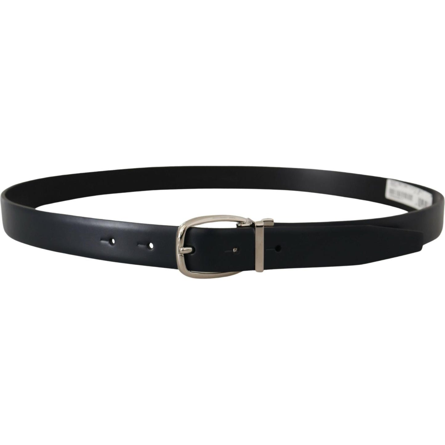 Dolce & Gabbana Elegant Black Leather Belt with Silver Buckle Dolce & Gabbana