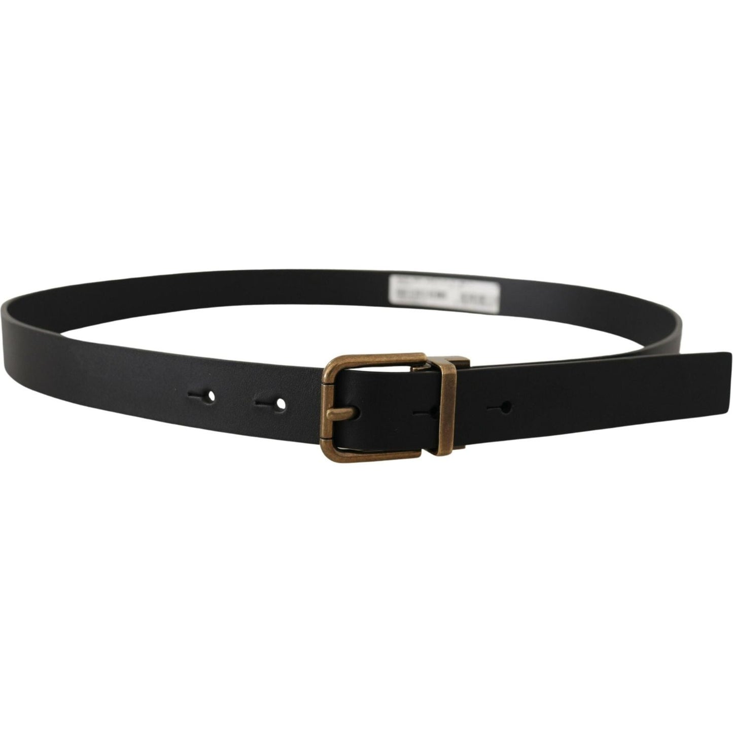 Dolce & Gabbana Elegant Black Leather Belt with Vintage Buckle Dolce & Gabbana