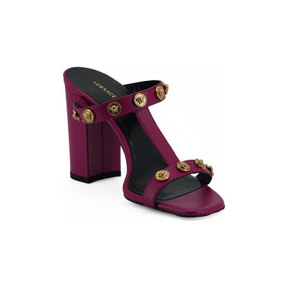Versace Purple Calf Leather High Heel Sandals