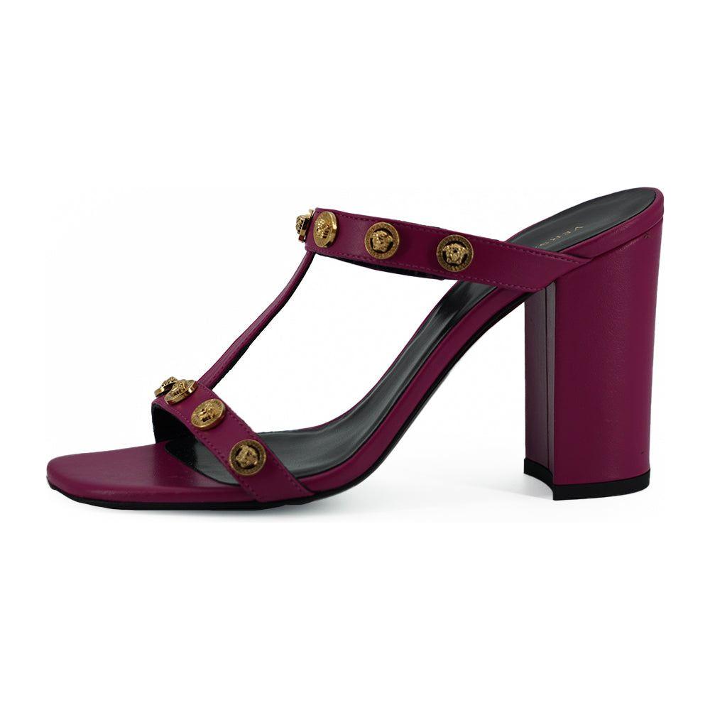 Versace Elegant Purple Calf Leather High Sandals Versace