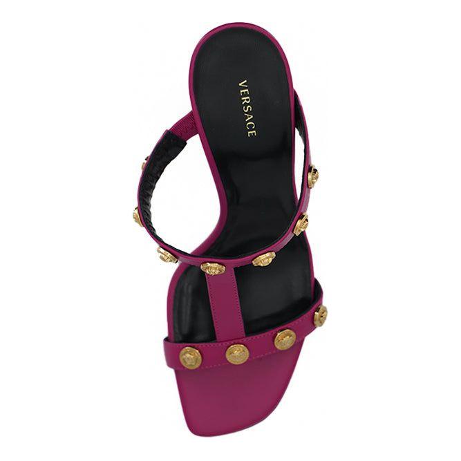 Versace Purple Calf Leather High Heel Sandals