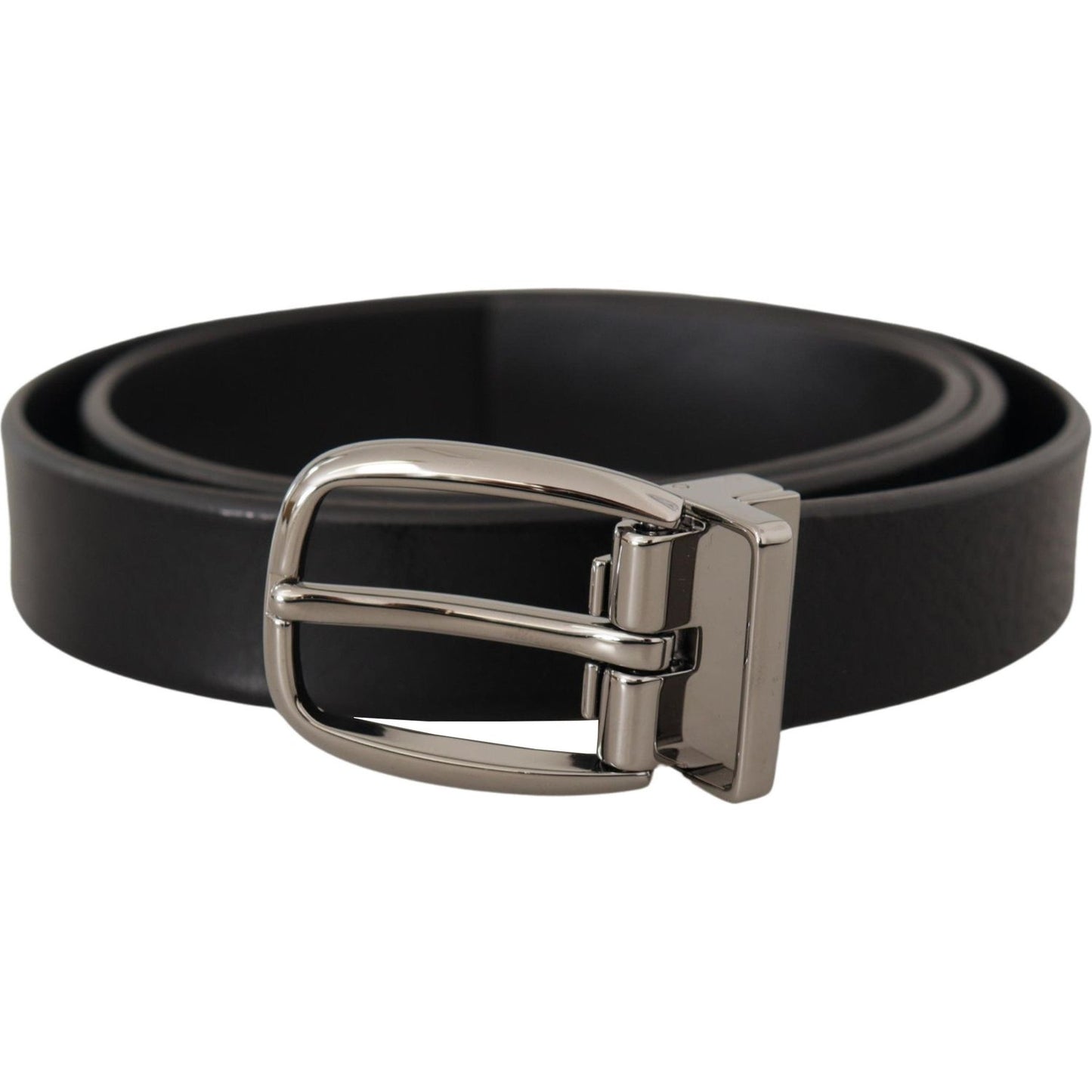 Dolce & Gabbana Elegant Black Leather Belt with Metal Buckle Dolce & Gabbana