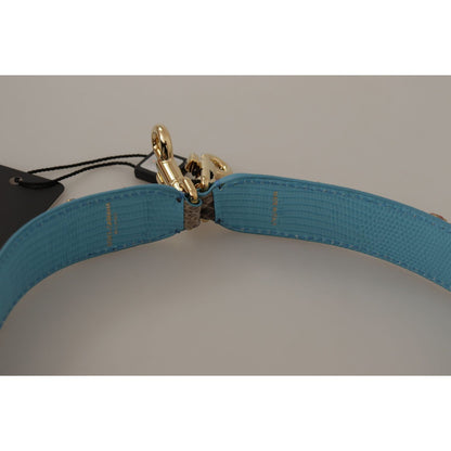 Dolce & Gabbana Brown Exotic Leather Crystals Shoulder Strap