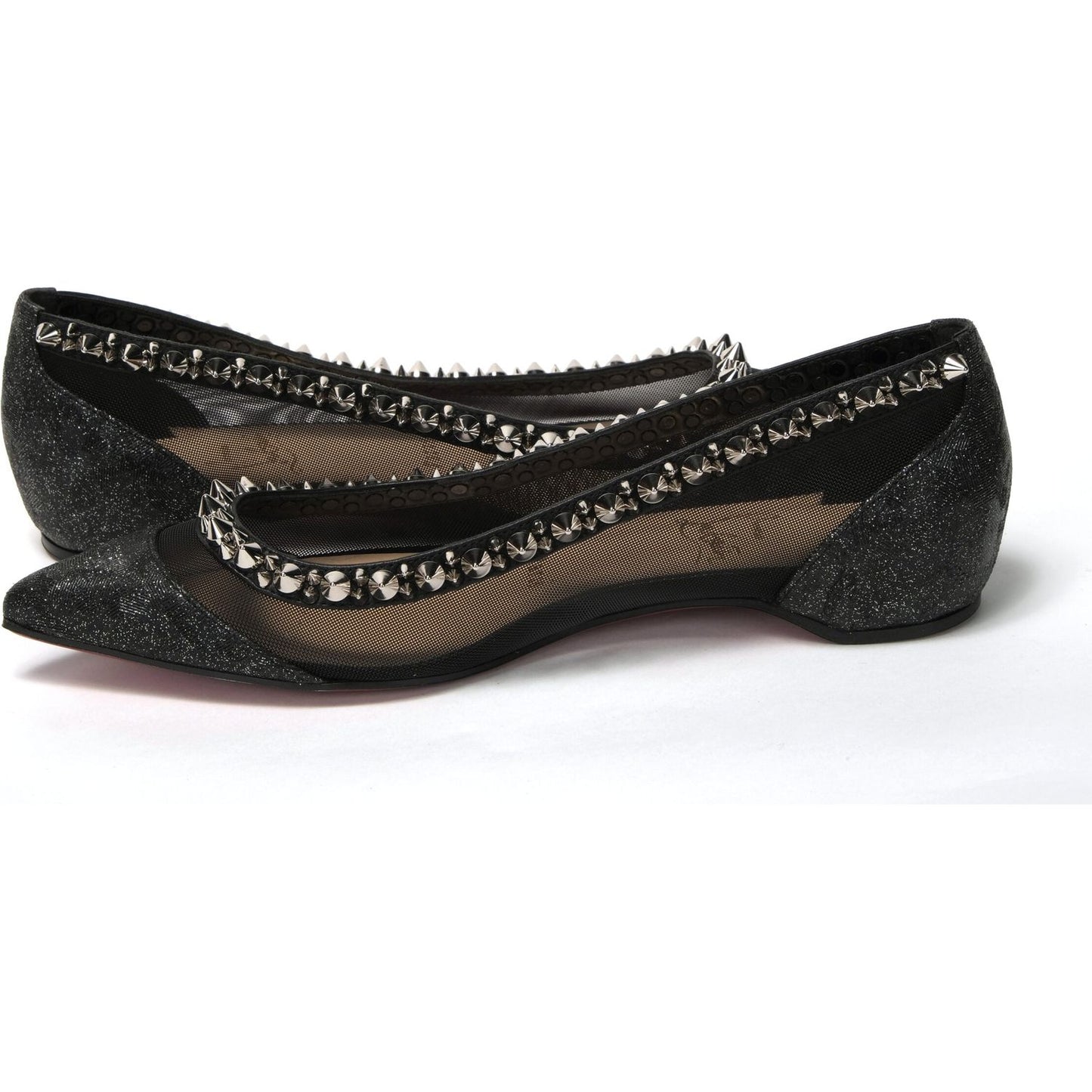 Christian Louboutin Black Silver Flat Point Toe Shoe Christian Louboutin