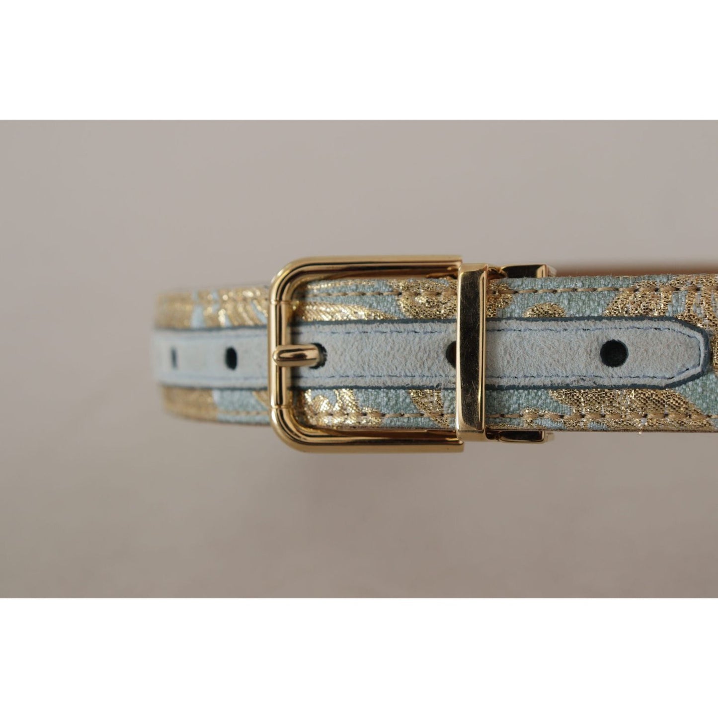 Dolce & Gabbana Elegant Light Blue Leather Belt with Gold Buckle Dolce & Gabbana