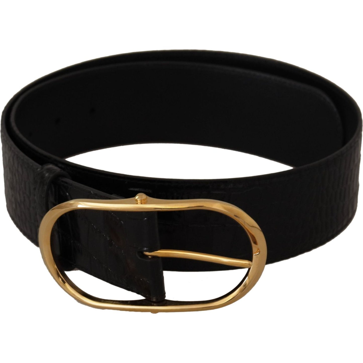 Dolce & Gabbana Chic Black Leather Logo Belt Dolce & Gabbana