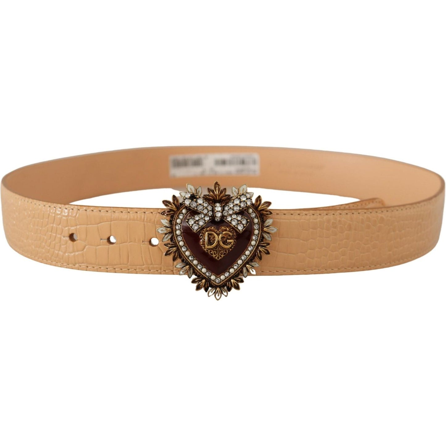 Dolce & Gabbana Enchanting Nude Leather Belt with Engraved Buckle Dolce & Gabbana