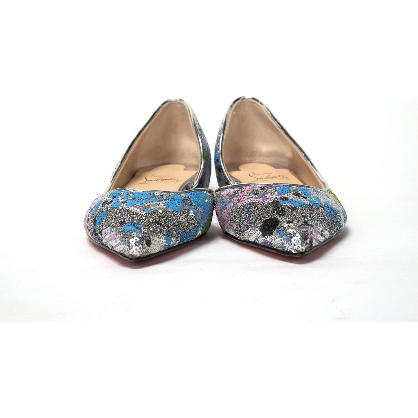 Christian Louboutin Multicolor Silver Flat Point Toe Shoe Christian Louboutin