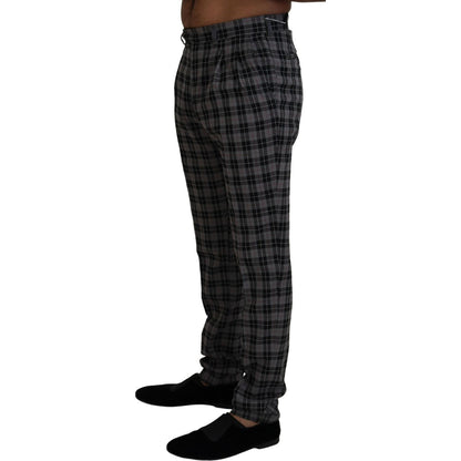 BENCIVENGA Gray Checkered Slim Fit Men Pants