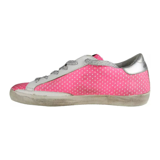 Golden Goose Pink Mesh Leather Sneakers with Glitter Accents Golden Goose